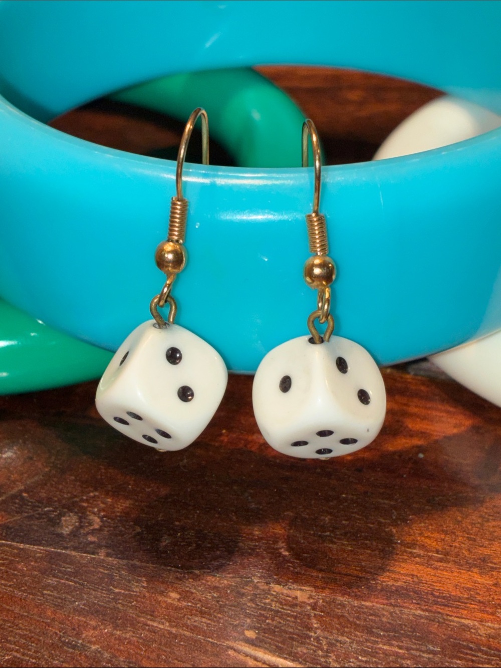 White Dice Drop Earrings - Casual Game-Inspired Jewelry Unbranded